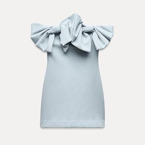 Zara Strapless Bow Dress Light Blue
